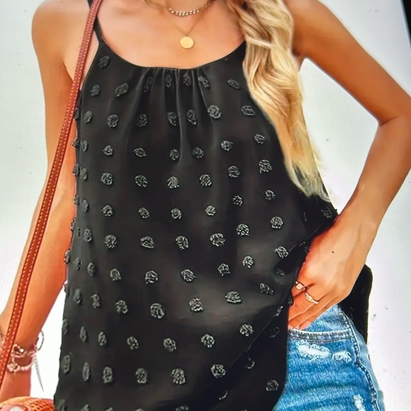 Tops - Black Textured Dot Cami Top - NWOT